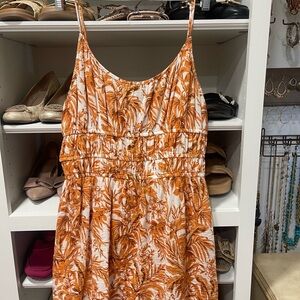 H&M Orange Leaf Print Mini Dress